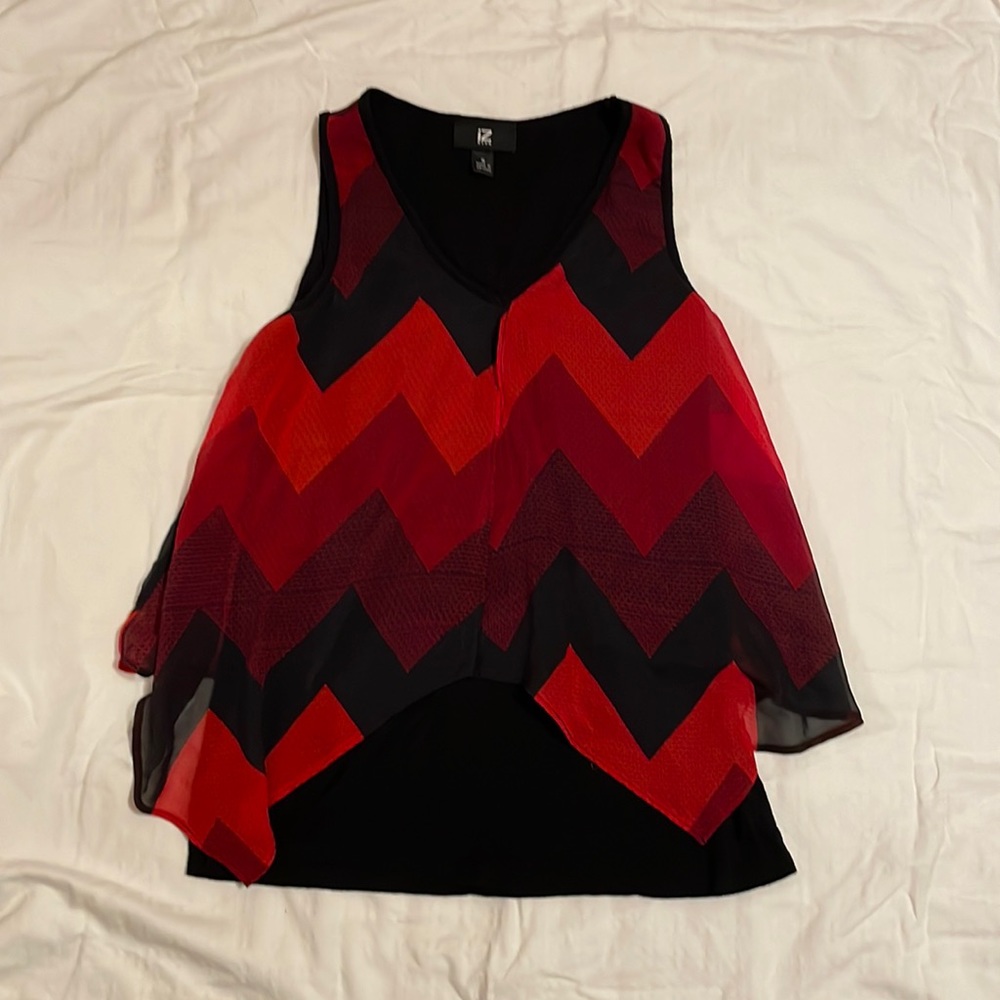 Flowy, red and black tank top